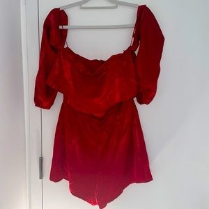 Red Silk Romper